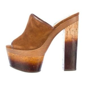 Rachel Zoe Brown Suede Peep Toe Platform Heels